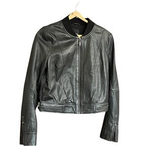 BNWT Marciano black leather bomber size small